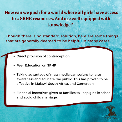 Though there is no standard solution, here are some things we can do that are generally deemed to be helpful in many cases and can help us improve the sexual and reproductive health of women worldwide.  #SexualHealthMatters  #SRHR  #EveryGirlsRight  #EveryWomanCounts