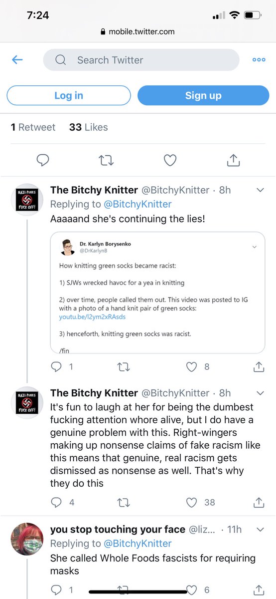 More knitting drama...featuring me! It’s been quiet lately but they never stop spying. This person -  @bitchyknitter - blocked me a while ago but still spies on me every day, as do her minions. They’re REALLY going to love it when my chat with  @RubinReport report comes out soon...