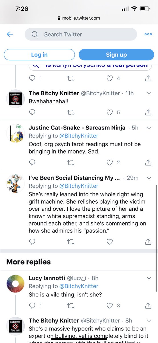 More knitting drama...featuring me! It’s been quiet lately but they never stop spying. This person -  @bitchyknitter - blocked me a while ago but still spies on me every day, as do her minions. They’re REALLY going to love it when my chat with  @RubinReport report comes out soon...