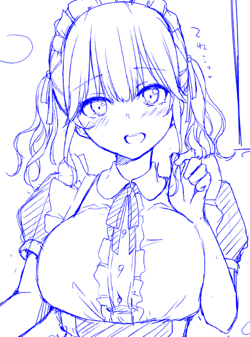 お仕事原稿進捗。メイドコスした彼女とイチャラブHする漫画描いてます✍️😊 