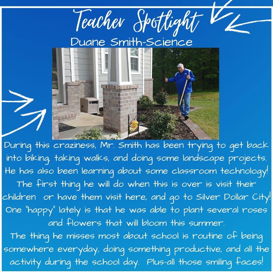 We are down to the end of our teacher spotlights.  Can you guess who hasn't turned theirs in yet?