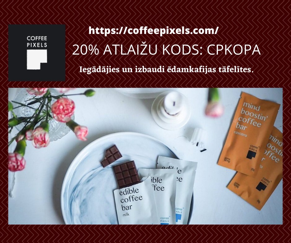 medijsLAIVA's tweet image. 20% ATLAIDE 20% ATLAIDE 20% ATLAIDE
Iegādājoties Coffee Pixels produktus coffeepixels.com
Atlaižu kods: CPKOPA

#coffeepixels