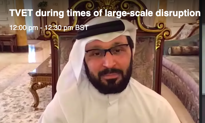 SPARKorg's tweet photo. How can we rethink #TVET in the face of large-scale disruptions like #COVID19? H.E. Tariq Al Gurg, CEO @DubaiCares suggests:
- Modern tech infrastructure 
- Remote training programmes for teachers
- Competency-based curriculums
#RebuildingFutures20 @AlFanarMedia https://t.co/Bwy3jAQzlb