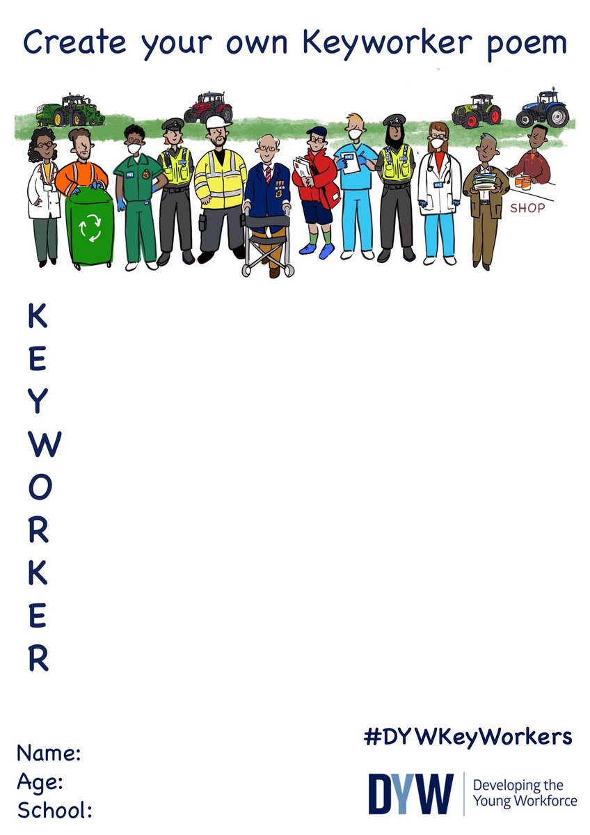 AirdrieDyw's tweet image. Get involved in the #DYWKeyWorkers campaign and help make young people more aware of the various types of jobs and the skills/qualities required.  Complete the templates provided and tag your entry using @DYWLED and @AirdrieDyw
