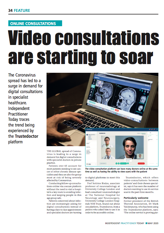 trustedoctor's tweet photo. Fantastic coverage of #Trustedoctor in the May edition of the Independent Practitioner Today! Realizing the mission of "simplifying access to specialized healthcare". Thank you @RobinStride and the team! https://t.co/OqteQkRtCR