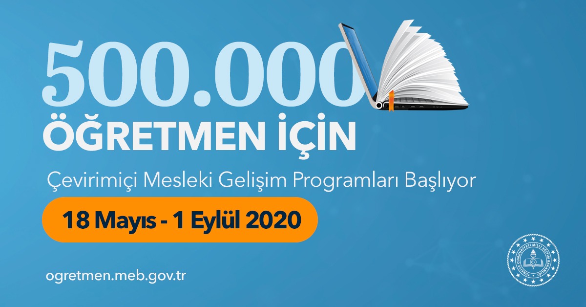 Öğretmen eğitimi önceliğimizdir, demiştik. 
500.000 öğretmenimiz için Türk eğitim tarihinin en büyük ulusal ve uluslararası akredite uzaktan eğitim mesleki gelişim programını başlatıyoruz. Mesleki Gelişim Program Takvimi aşağıdaki linkte. Hadi...

bit.ly/3cvVcwi