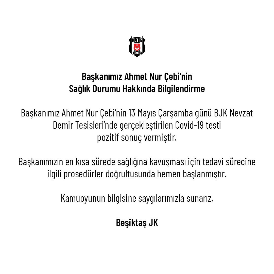 Besiktas's tweet photo. Başkanımız Ahmet Nur Çebi’nin Sağlık Durumu Hakkında Bilgilendirme

👉🏻 https://t.co/jpVnLCyTFB https://t.co/C2aSByJr8d