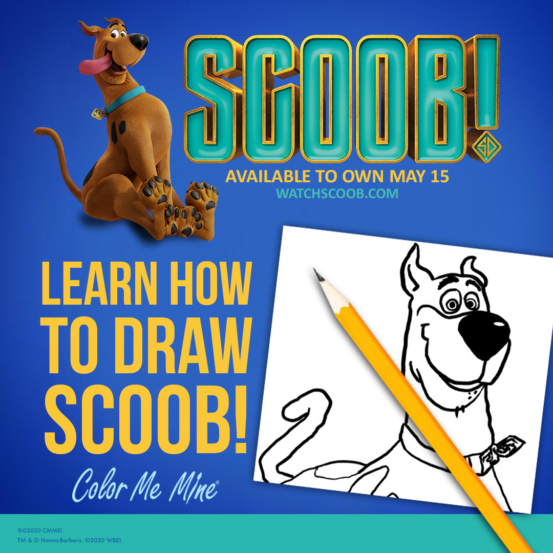 ColorMeMineLV's tweet image. LEARN TO DRAW SCOOB! colormemine.com/learn-to-draw-…  The gang is coming over for #SCOOBMovieNight Tomorrow at 4PM PT/7PM ET #SCOOB is available to watch instantly: watchscoob.com #colormemine #proudpartner #potterypainting