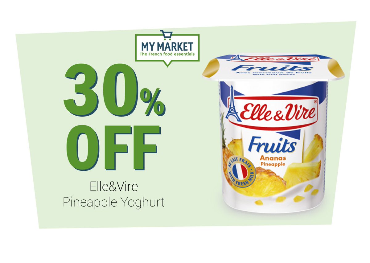 MyMarketSGP's tweet photo. 🔥 Hot deal of the day! 🔥

30% OFF on the Yoghurt Pineapple from Elle&amp;Vire

🛒 Don't miss it out!! Click down below:
👉 https://t.co/2aIbe1DsiC

MyMarket ~ My French food essentials 🥖🇫🇷 https://t.co/YWzVthlX8C