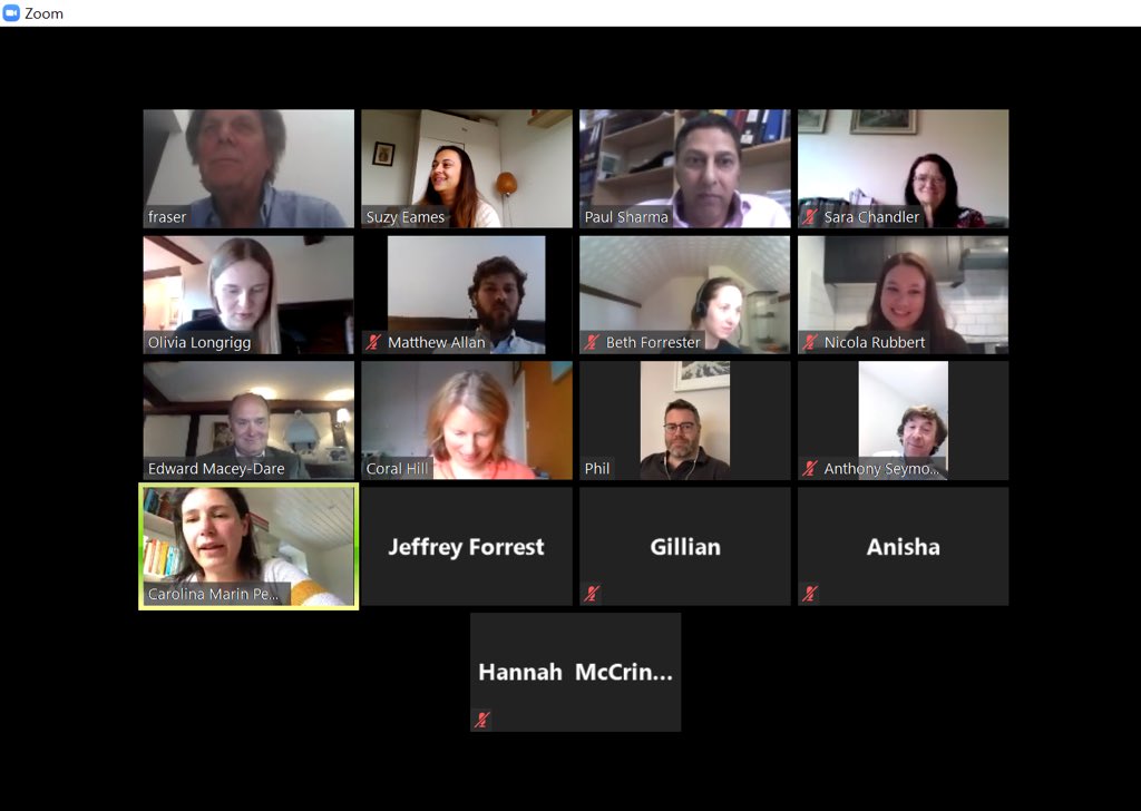 A thoroughly enjoyable and productive Main Committee meeting on Tuesday over Zoom. It was brilliant to see our committee and to plan our upcoming virtual events and how we can best support our members during this difficult time. <a href="/CarolinaPedreno/">Carolina Marín Pedreño</a>