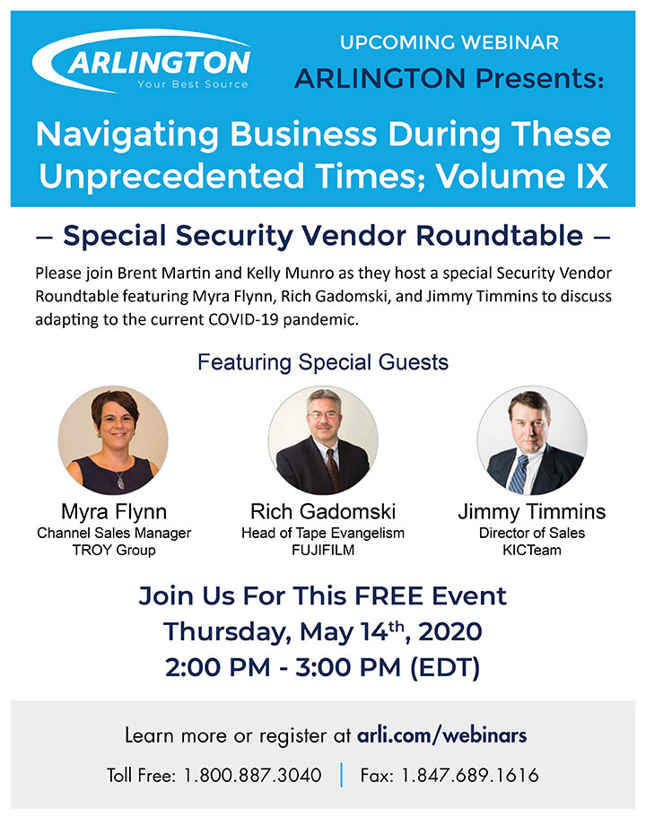 ArliDotCom's tweet photo. Join us today for free webinar event Vendor Roundtable with special guests from @TROYGroup, @FujifilmUS, &amp; @KICTeam as we discuss doing business during COVID-19.
Register today at https://t.co/YTxoIjnz9L. https://t.co/3u0c4hIeWy