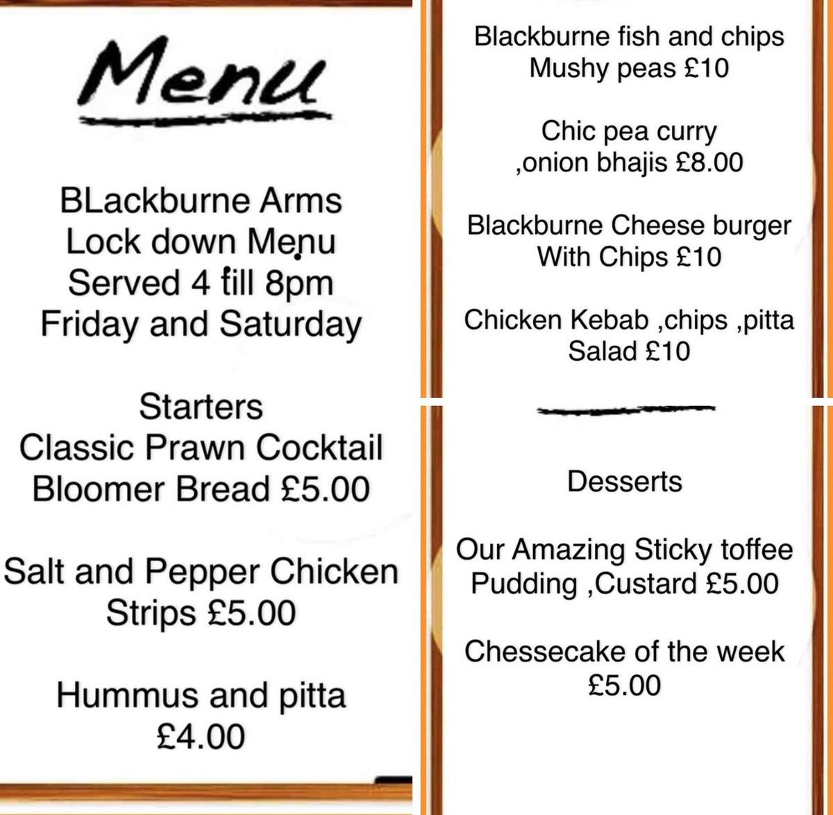 Blackburne weekend Menu is now ready to
Order 
Call 0151 7099159 to order yours
Pick up and delivery 
Hope your all well and Safe ,we miss you all x
#supportlocalbusiness  #foodliverpool #takeaway #liverpool #freshfood 
#foodtoyourdoor #liverpoolscan  #foodie #georgianquarter