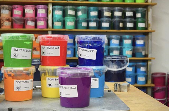 A behind the scenes look at our ink corner 🌈🎨 A big part of what we do revolves around colour mixing and matching! We use the <a href="/pantone/">PANTONE</a> Solid Colour matching system and compare every ink colour against a physical Pantone guide so we can print art exactly how it was intended 🖤