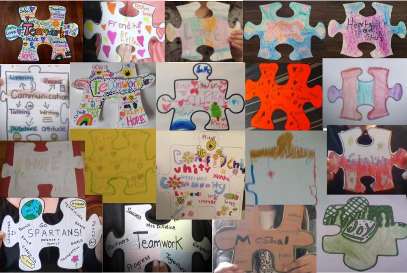 mrs_stemmler's tweet photo. Our positive puzzle pieces to show that we are all still connected even though we are apart. I miss my grade 3/4 @SpartanCentral1 immensely, but I know that we are still a strong community that perseveres and shows dedication, hard work, and commitment to learning. @GEDSB https://t.co/PWWL0RdsdQ