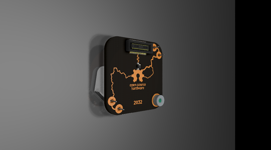 mishkathebear's tweet photo. This one attaches a 2032 3V battery to the #rayStack. The component in the center is a SOD-523 protection diode. This time no silk on either side - only the copper which strikes #afterdark. Developed in #KiCad, routed with #inkscape. https://t.co/MvXnm8vTjD