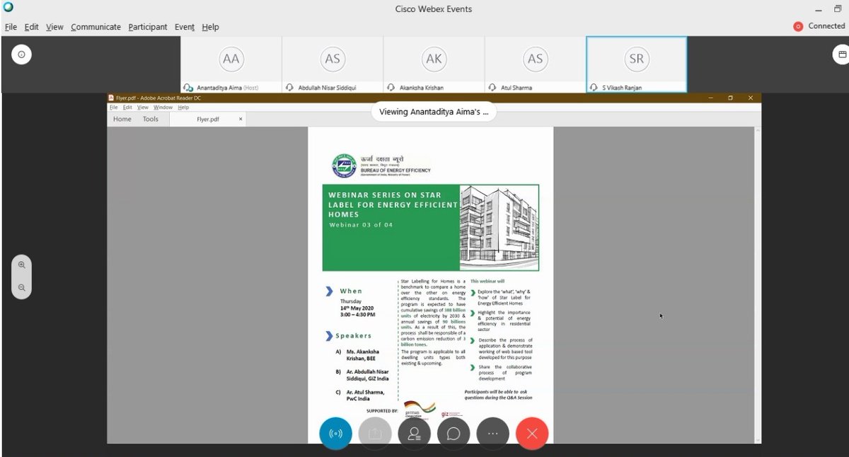 3rd Webinar on 'Star Labelling for #EnergyEfficient Homes' organized by BEE with the support from @giz_india on 14th May 2020. This Webinar provided information regarding the program background, its application process, and the demonstration of its online labeling tool.