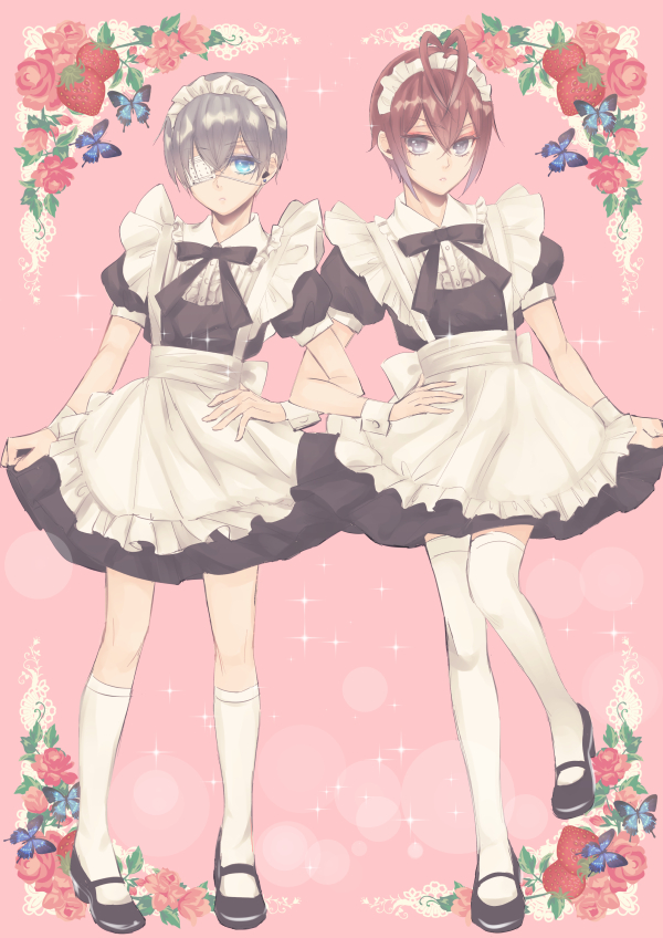 「先日描いたメイドの日リドルくんと監督生坊ちゃん塗った～(*' `*) 」|🍭じん子＠低浮上のイラスト