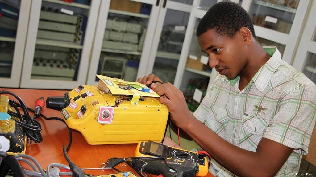 Ethiopia's 18-year-old Science Student, Ezedine Kamil has invented a hands-free hand sanitizer.

It is turned on by a sensor or used a foot pump when there is no electricity. He owns 14 patents and has 30 inventions.