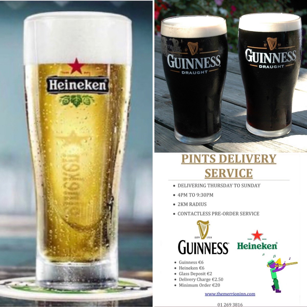 THEMERRIONINN's tweet photo. Taking pre orders from 3pm on
01 269 3816. Deliver from 4pm.
#homedelivery #2kmradius #contactless #staysafe #guinness #heineken #keepitlocal https://t.co/qbS4QtAgOp