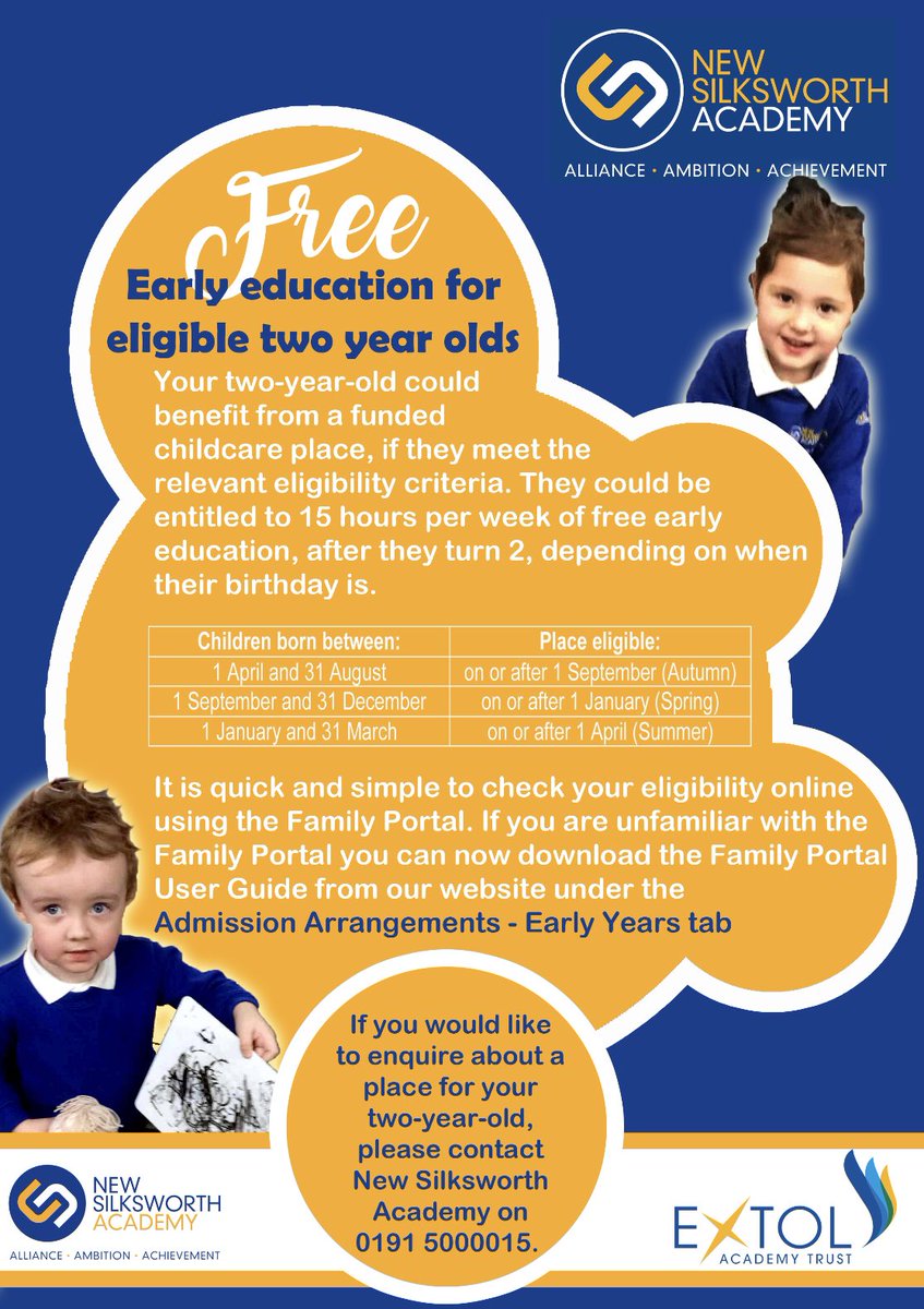 MrsSeaman1's tweet photo. Do you or someone you know have a two-year-old? They may be eligible for 15 hours a week of childcare, we accept both funded and paid places. Places are limited so please contact the office if you or someone you know is interested! 😀 https://t.co/ozM9HljL2y