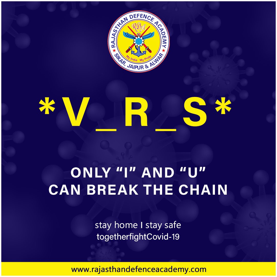 DefenceCollege's tweet photo. The chain of togetherness is necessary to win the fight.

#RajasthanDefenceAcademy #Together #Learn #Study #Win #Success #COVID19 #StaySafe #StayHome https://t.co/5FDoJtVYi7