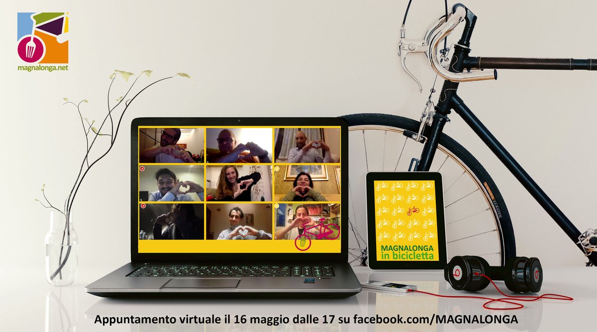 16 maggio dalle 17 su facebook.com/MAGNALONGA. Esperimento di diretta e brindisino virtuale #magnalonga #bicicletta