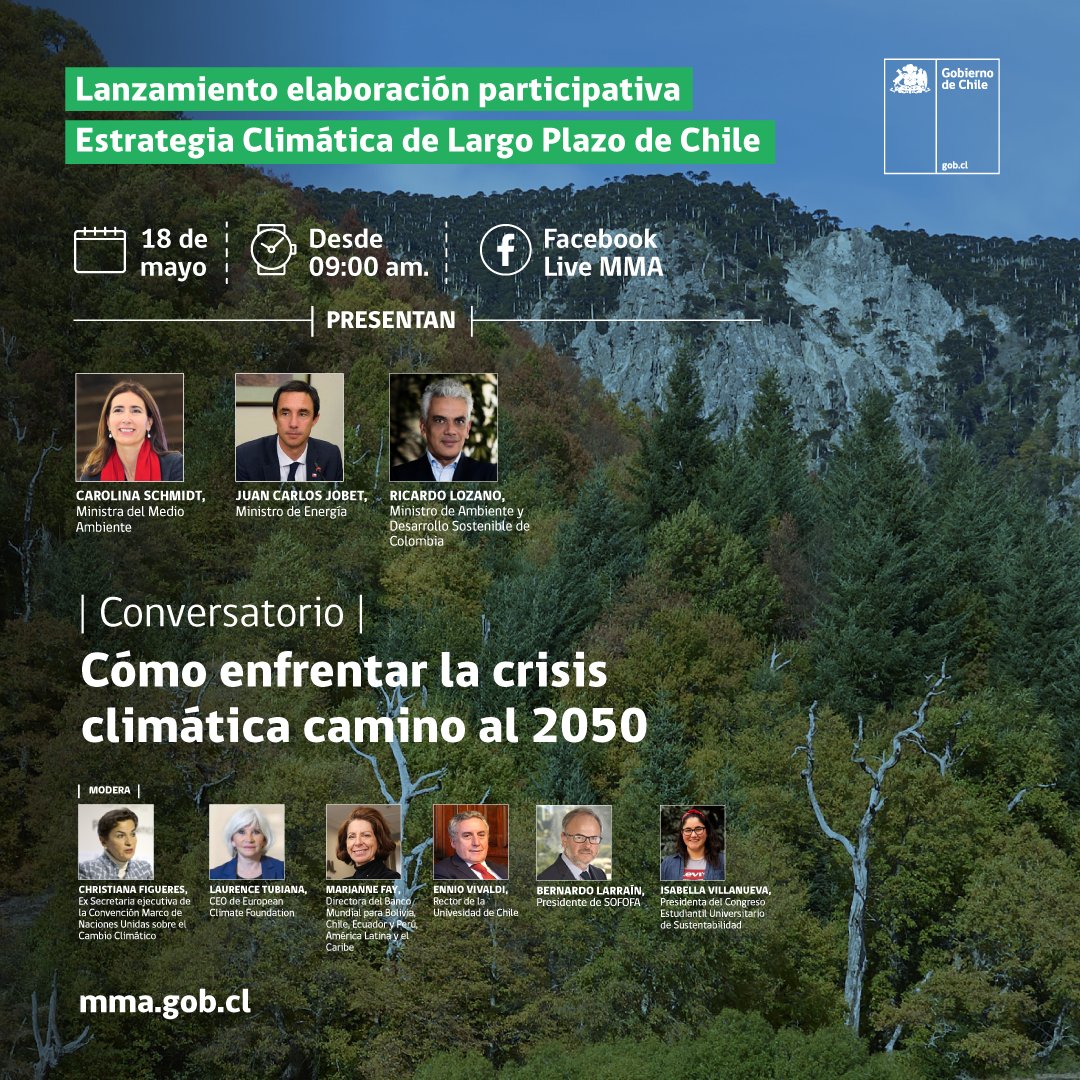 CarolinaUrmene1's tweet photo. Nos vemos el lunes 18, 9 am. Chile lanza su proceso de elaboracion participativo de la estrategia climatica de largo plazo: Descarbonizando y adaptando Chile. Tremendos invitados para conversar de la crisis climatica y como enfrentarla con metas claras y mirada de largo plazo. https://t.co/pYdhQ3VpgZ