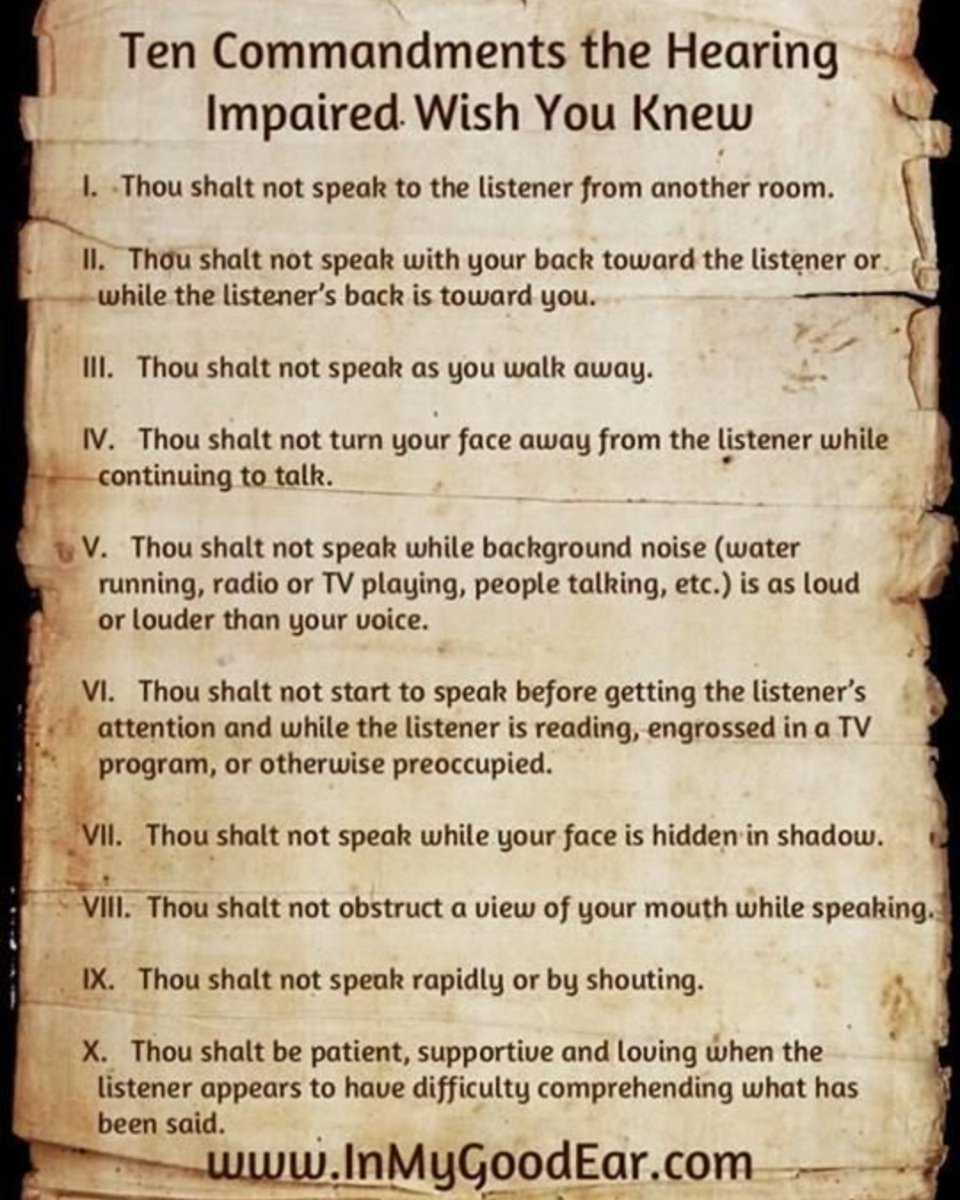 LexCareHear's tweet image. This is good!

#ThingsHearingImpairedPeopleWishWeKnew #HearingHealth #TenTips #hearingloss