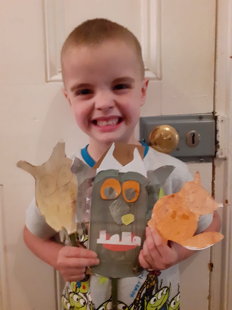 AtkinsonSianne's tweet photo. Esmee from year 1 and Aidan from reception. We made all the characters from the gruffalo and then I read them the story and Esmee and Aidan acted it out with the characters they made.
@Temple_Sutton @lihtrust https://t.co/Lamu6W0Ubr