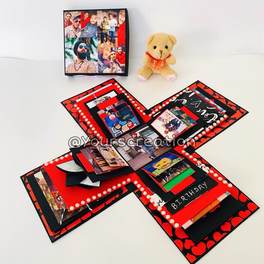 Yourscreation_2's tweet image. RED &amp;amp; BLACK EXPLOSION BOX WITH TEDDY 🎁 ❤️.
Remember your best moments forever as you compile it in a creative way.🥰🥰🥰🥰.

✔️DM📩 or Whatsapp- 9610682256
✔️Follow- @Yourscreation1
.
#birthdaygift #explodingbox #giftsforhim #giftforher #giftsideas #artandcraft #uniquegifts
