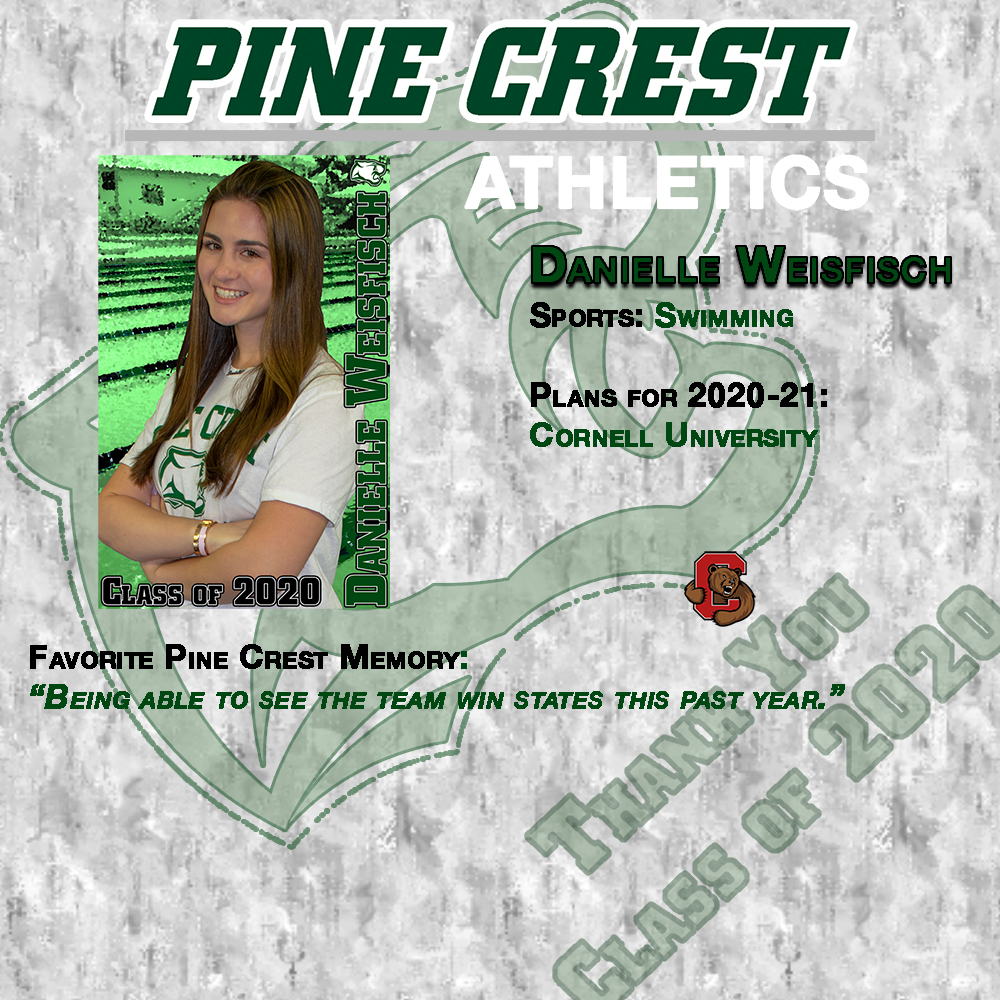 GoPineCrest's tweet photo. Thank you Danielle Weisfisch for your career contribution to Pine Crest Athletics #PC2020 #PCSwimming https://t.co/7PjsYQfIn8