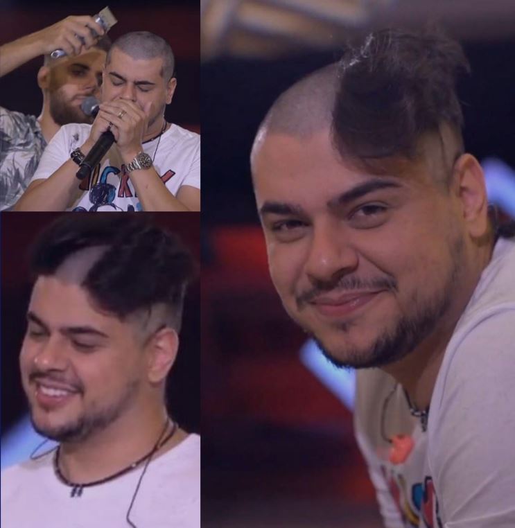 ZNC_Oficial's tweet photo. Oi pessoal!!! Na última live, Zé Neto e Cristiano lançaram um desafio que se a meta de doação fosse alcançada, o Cristiano rasparia o cabelo. A meta foi batida e, durante a live, olha o resultado! Que obra de arte em Zé! https://t.co/OBsgsDorjq