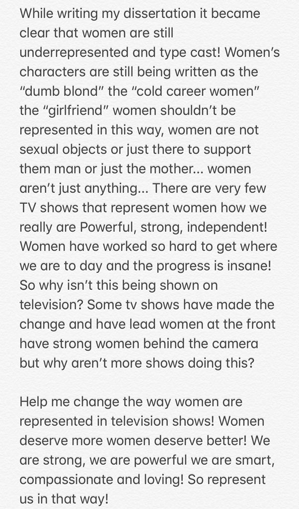 chloedalton's tweet photo. Help me make a change for women 🥰 We deserve more! Women are amazing! Represent us in that way! Many women have already started to make the change or show that there is a change to be made @EllenPompeo @ReeseW @oliviawilde @shondarhimes @jenmorrisonlive @EmmaWatson @IamSandraOh https://t.co/pidAgPXQTq
