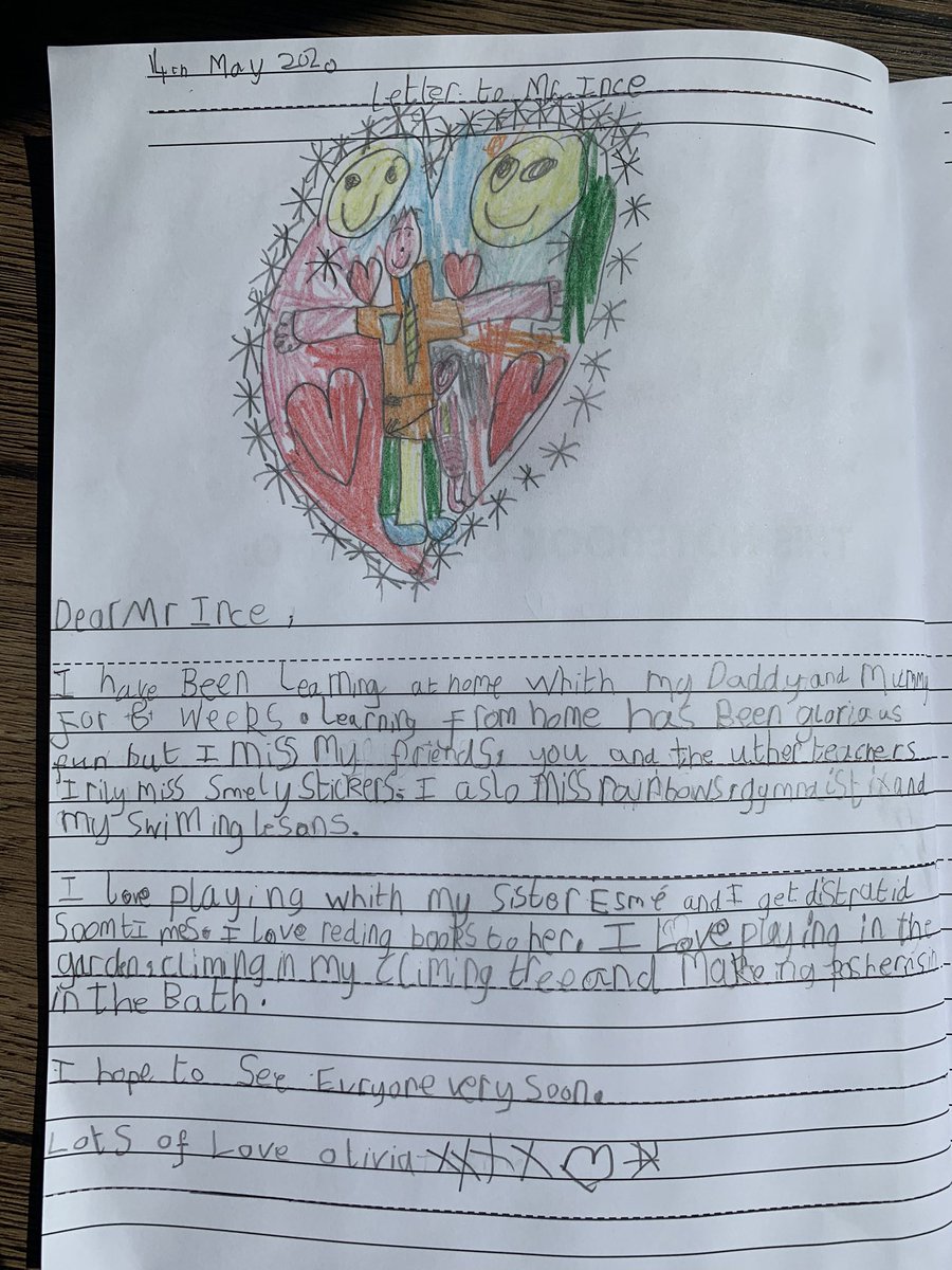 robert_heritage's tweet photo. This morning Olivia wrote a letter to Mr Ince. What is with these smelly stickers @CHPSYR1 ? The kids love them 😂@corbs85 https://t.co/tnDryMYD83