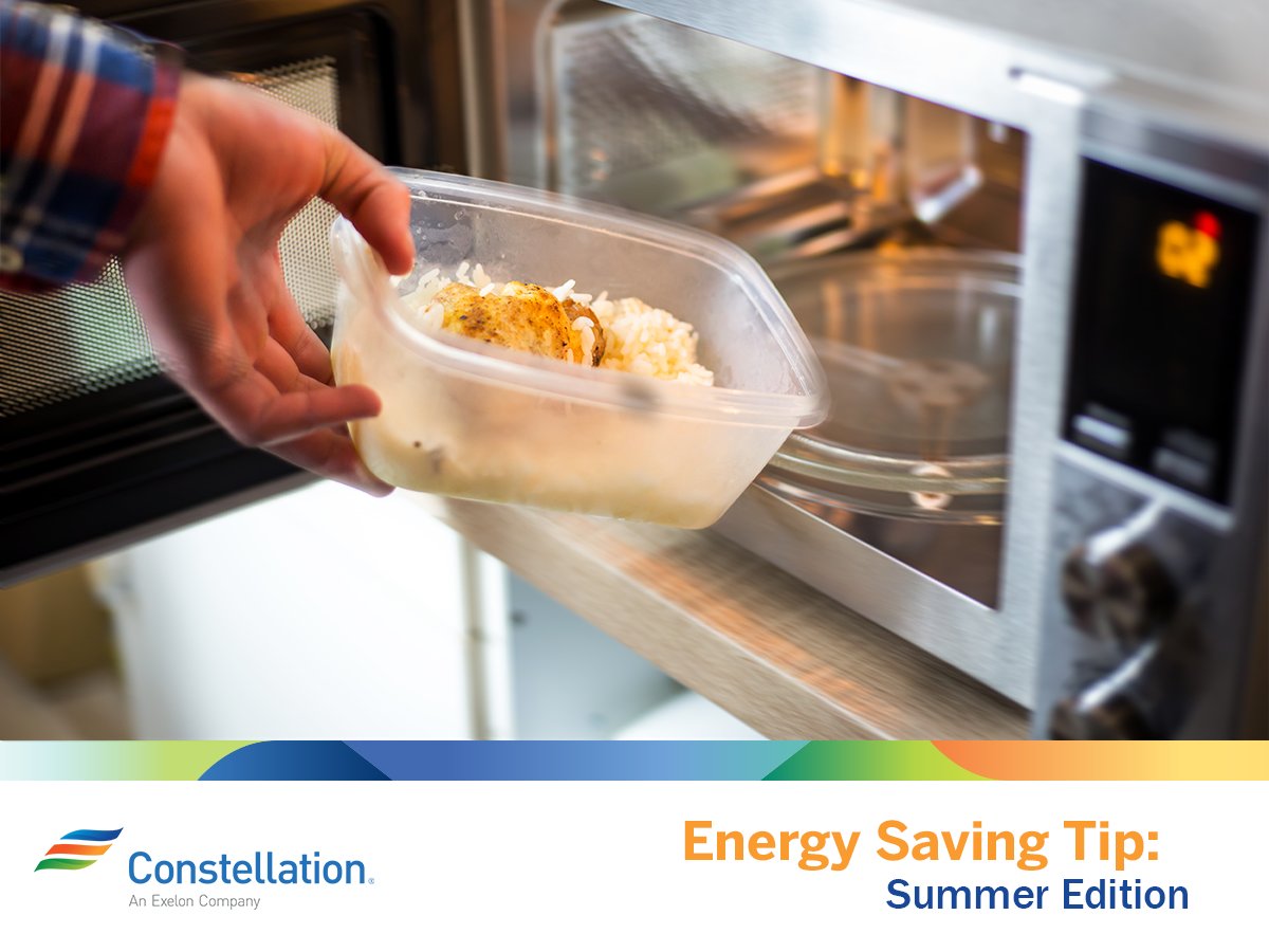 ConstellationEG's tweet photo. Energy Saving Tip Time: Summer Edition ☀️ Use your microwave to heat up food. When it comes to energy consumption and heat production, using the microwave to heat food is a cost-effective alternative to the oven. https://t.co/uPqBzixDj6 #EnergyMadeEfficient https://t.co/3WdgpvqD8n