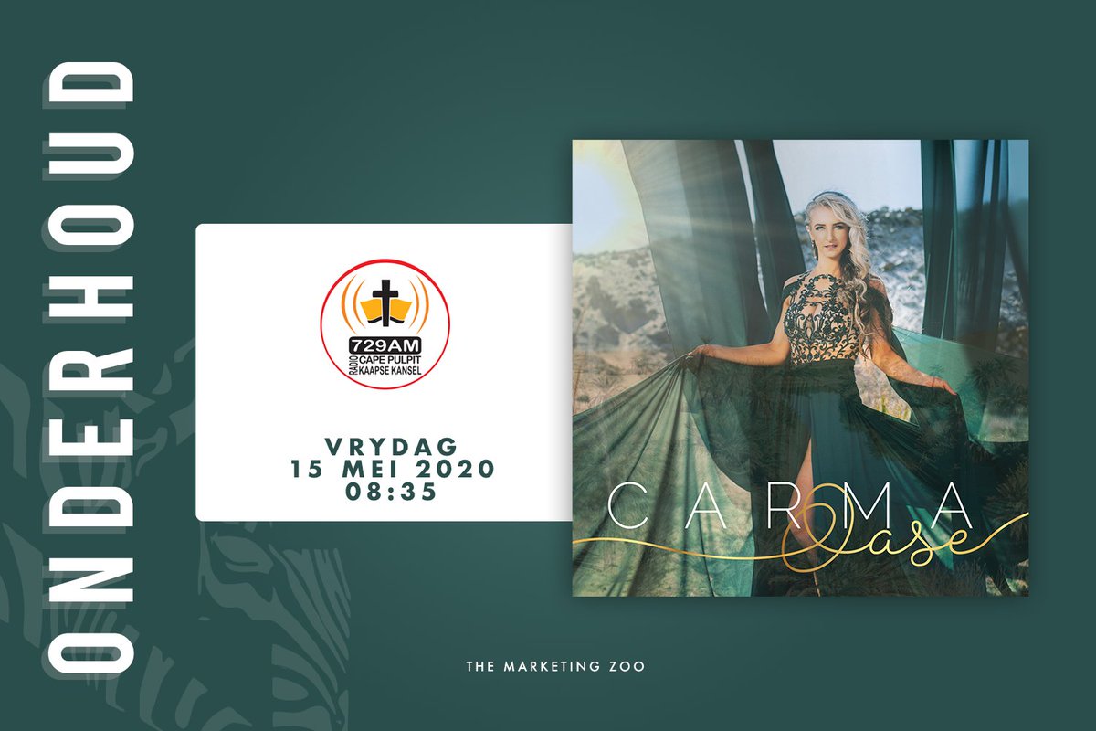 Carma gaan more met Radio Pulpit in die Kaap gesels oor Oase.

Sy verduidelik dat nou waar ons almal dalk droogte ervaar, ons nie moet bekommer nie, want daar is 'n oase en uitkoms wat wag.

Skakel gerus in en luister saam.