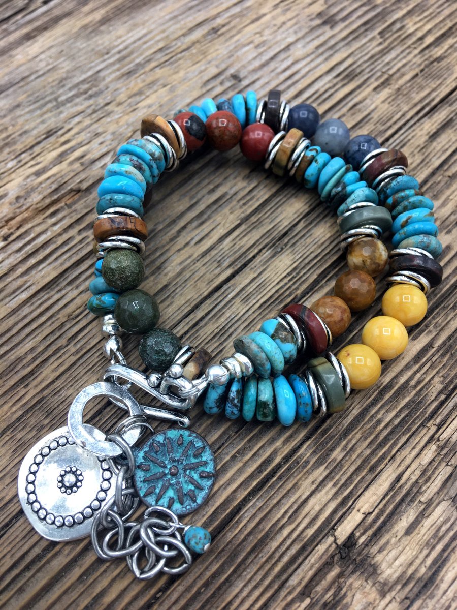 OakLeafDesigns's tweet photo. I just love this #bracelet! Such a statement. Handmade Artisan Beaded Turquoise Double Wrap, Bracelet Multicolored Jasper Yellow Jade Malachite Lapis https://t.co/tIBugVhs22 #turquoise #bohostyle #artisan #doublewrap #bohemian #Etsy #handmade #jewelry #smallbusiness https://t.co/AbjVvEzNTL
