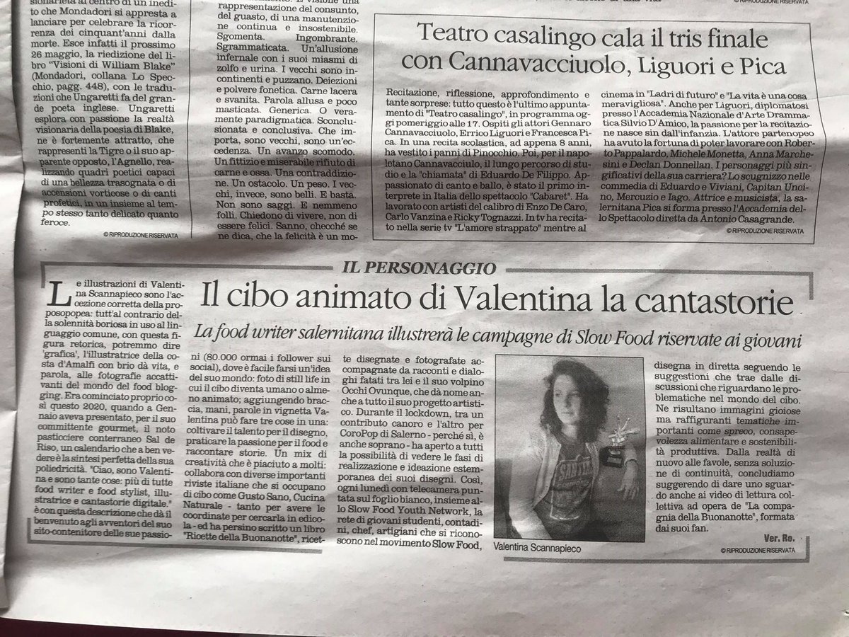 occhiovunque's tweet photo. Si parla di me in edicola su @ilquotidianoweb 

#slowfood https://t.co/WA6niUCOkd