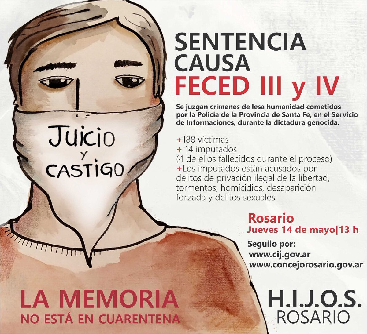 SusanaRueda's tweet photo. Hoy jueves desde las 13 se transmite la sentencia de la Causa #FECED III y IV, vinculada a crímenes de lesa humanidad perpetrados durante la última dictadura cívico militar
📲 La podés ver online en https://t.co/y57TtnhcEq y en Canal 4 de Cablehogar https://t.co/rREQGBMNFd