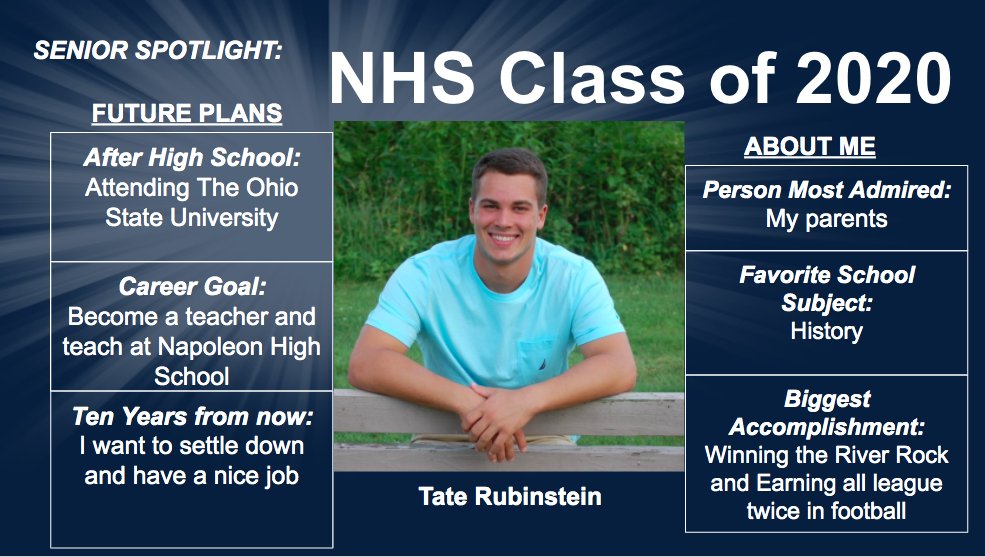 network_wildcat's tweet photo. Today's Napoleon seniors are Tate Rubinstein, Zachary Miller, Audrey Wade and Jacob Smith. https://t.co/F6DePSkZJx