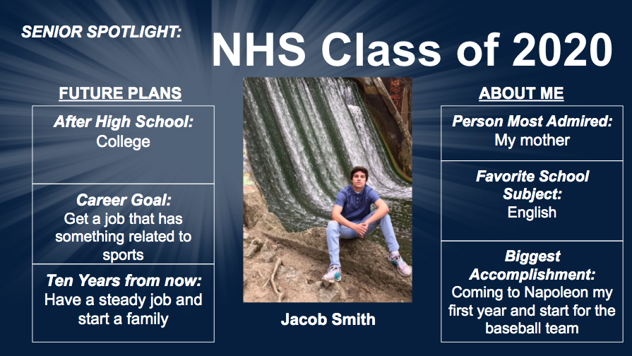 Today's Napoleon seniors are Tate Rubinstein, Zachary Miller, Audrey Wade and Jacob Smith.