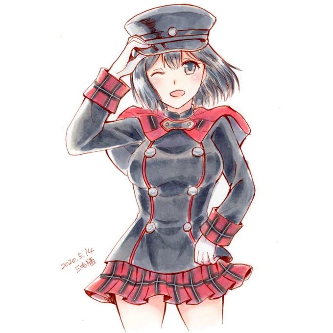 「提督殿。自分の新しい装備はいかがでありますか?」

秋刀魚modeの服が可愛いので描きました!

#艦これ版深夜の真剣お絵描き60分一本勝負
#艦これ版真剣お絵描き60分一本勝負_20200514
#艦これ #あきつ丸 #コピック 
