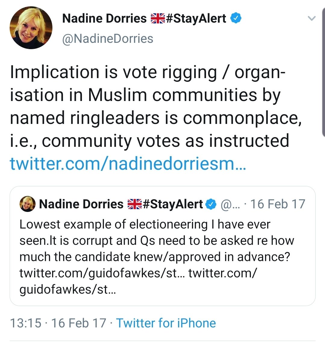 She has a history of propagating far right narratives:1. Asking Sadiq Khan about grooming gangs (what's it got to do with him?)2. Saying vote rigging is "commonplace" in Muslim communities3. Accusing husbands of women wearing burqa of domestic violence https://twitter.com/miqdaad/status/1041586768246657024?s=19