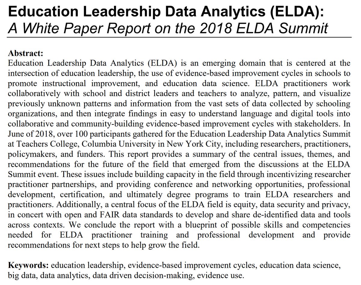 Alex_J_Bowers's tweet photo. @jrosenberg6432 In 2018 we gathered 100+ people to talk #DataScience in #Education. Good recommendations in the report. Also I worked to try to cite most (all?) of the #EdResearch at the time who had used "education data science" as a term. HT @sarahlouwou #ELDASummit18
https://t.co/C9wzfHKOHa https://t.co/lIWgQAeQDh