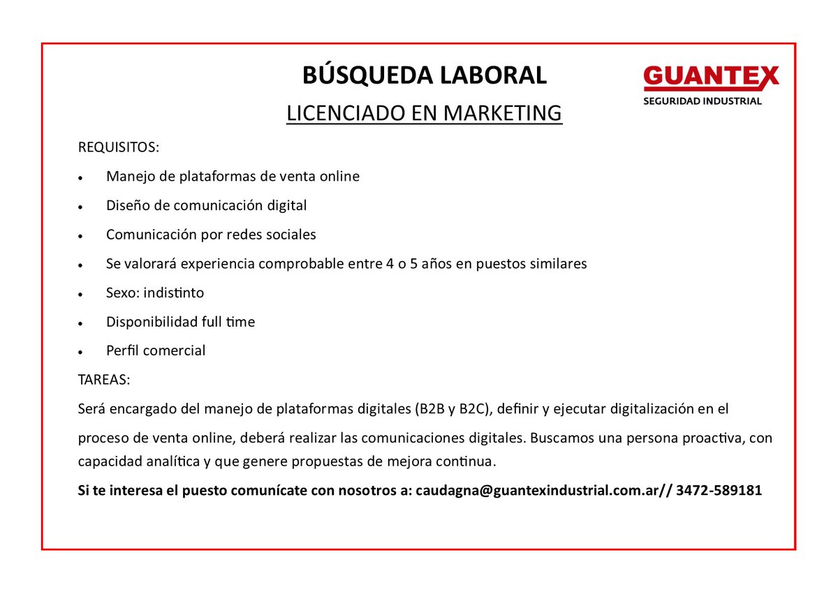 BÚSQUEDA LABORAL ➡️ LICENCIADO/A EN MARKETING