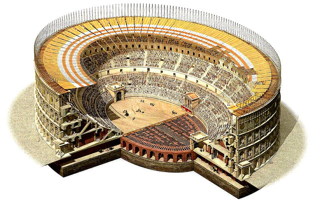 7. Awnings were unfurled from the top story in order to protect the audience from the hot Roman sun as they watched gladiatorial combats