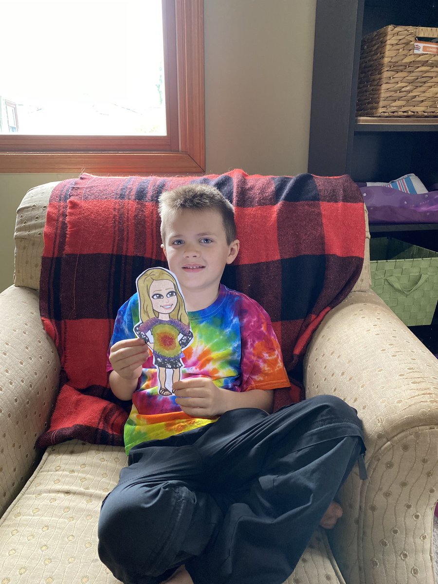 MayorMerritt's tweet photo. It’s tie dye day!!! Looks like Flat Miss Smith is sporting a shirt too 😎 @FPSchools https://t.co/tsRQ3GNGiE
