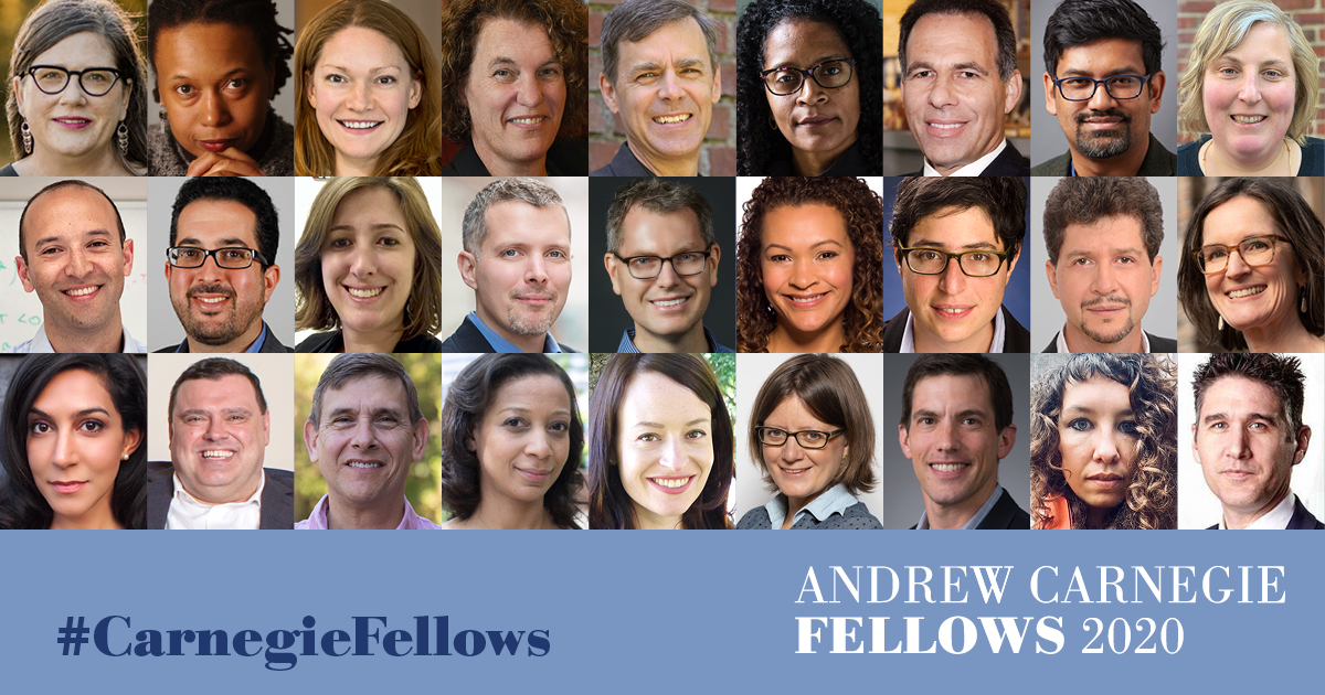 It was an honor to help @CarnegieCorp select the 2020 #CarnegieFellows – their humanities and social sciences research will help us to better understand where we've been, where we're going, and the enduring challenges we face. Congratulations, fellows! carnegie.io/3fmcC0g