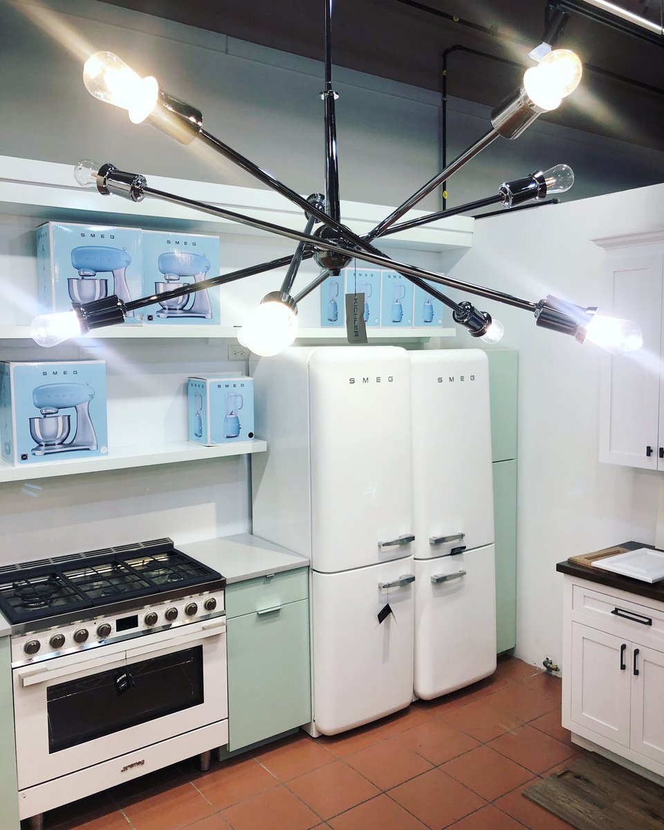 Love these <a href="/KichlerLight/">Kichler Lighting</a> in our retro design kitchen 😍