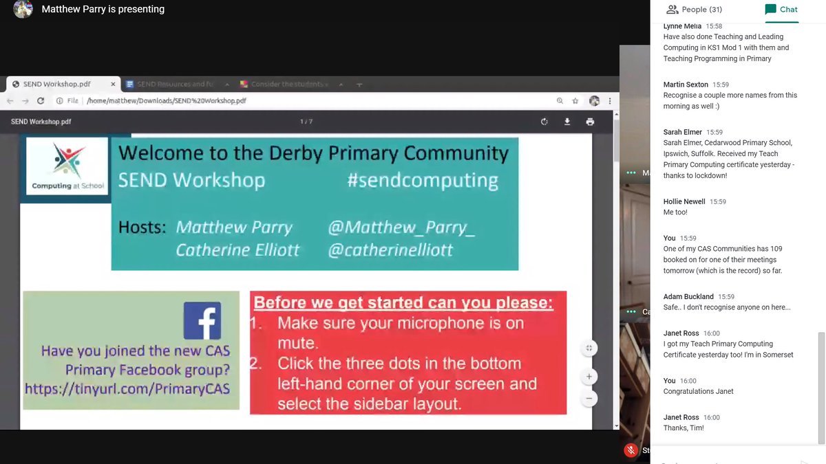 casmidlands's tweet photo. About to kick off with #sendcomputing special with @catherinelliott and @Matthew_Parry_ !!
Derby @compatsch mixed community! https://t.co/B3qVXrYn8m